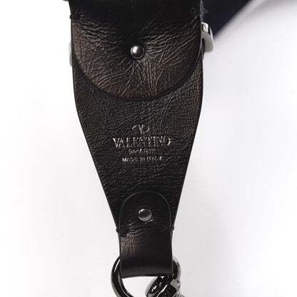 Valentino Garavani Canvas Geometric Embroidered Rockstud Guitar Strap Black Blue 4 of 5