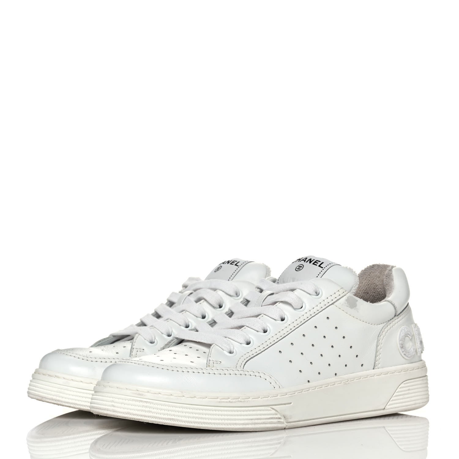 Chanel Calfskin Womens Logo Sneakers 40 White 3 of 12