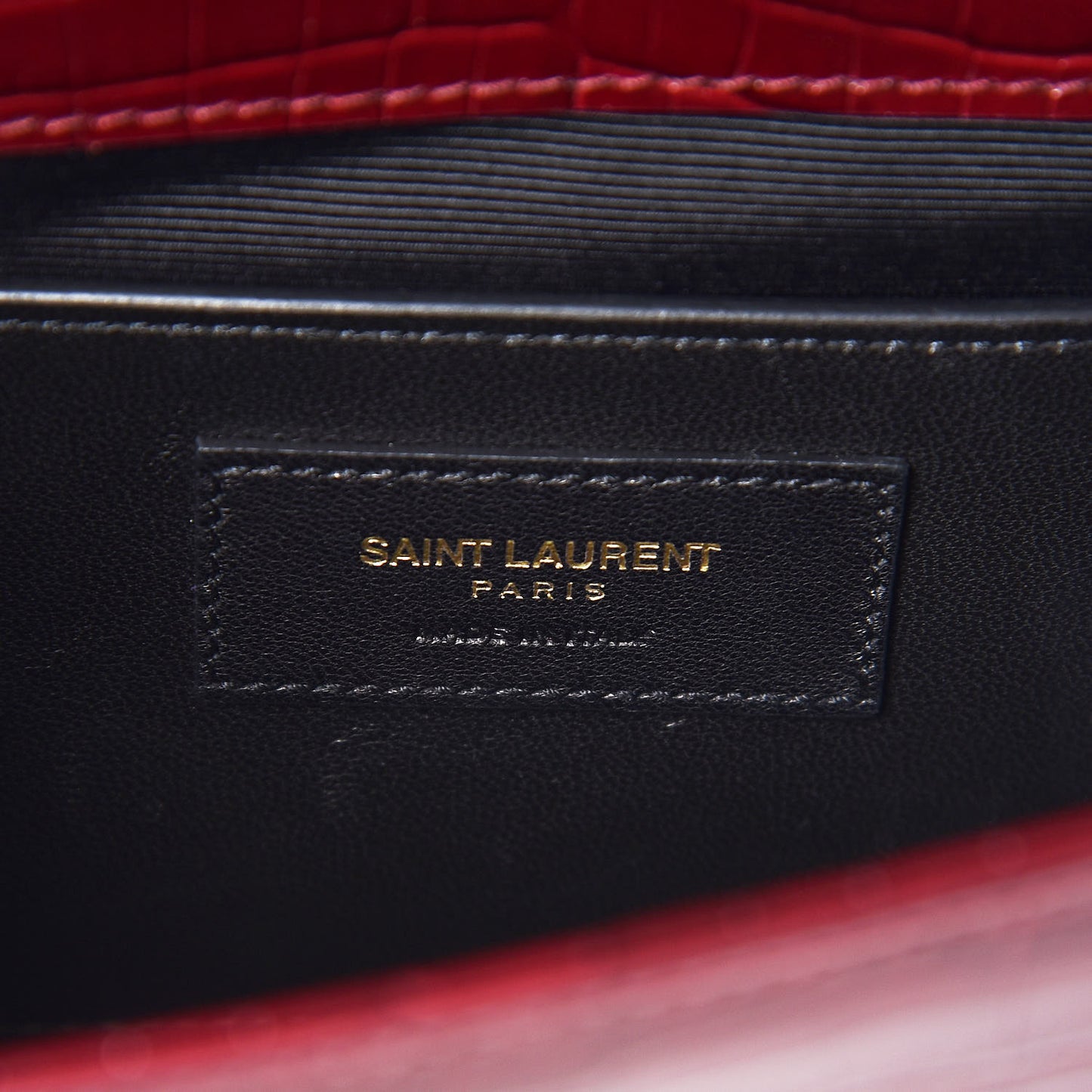 Calfskin Crocodile Embossed Classic Monogram Tassel Clutch Bordeaux