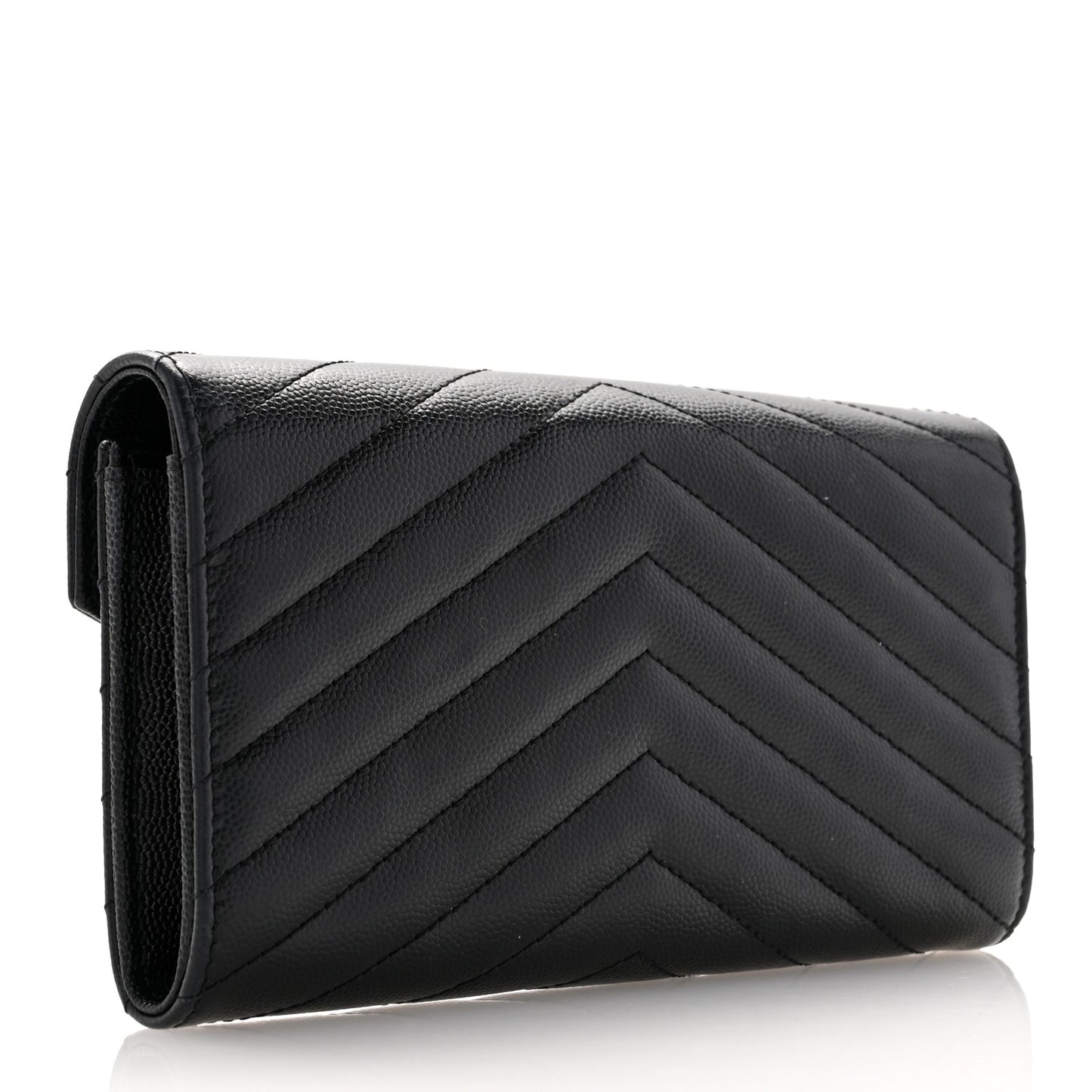 Grain De Poudre Matelasse Chevron Monogram Flap Wallet Black