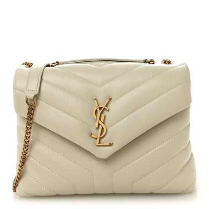 Saint Laurent Calfskin Y Quilted Monogram Small Loulou Chain Satchel Blanc Vintage 1 of 12