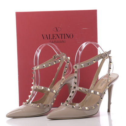 Valentino Garavani Patent Rockstud Ankle Strap Pumps 39 Poudre 12 of 12