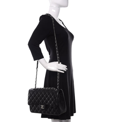 Chanel Lambskin Quilted Jumbo Double Flap Black 2 of 12