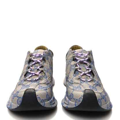 Gucci Ultralight Plume Calfskin Monogram Printed Mens Gucci Run Sneakers 10 Beige Blue 2 of 9