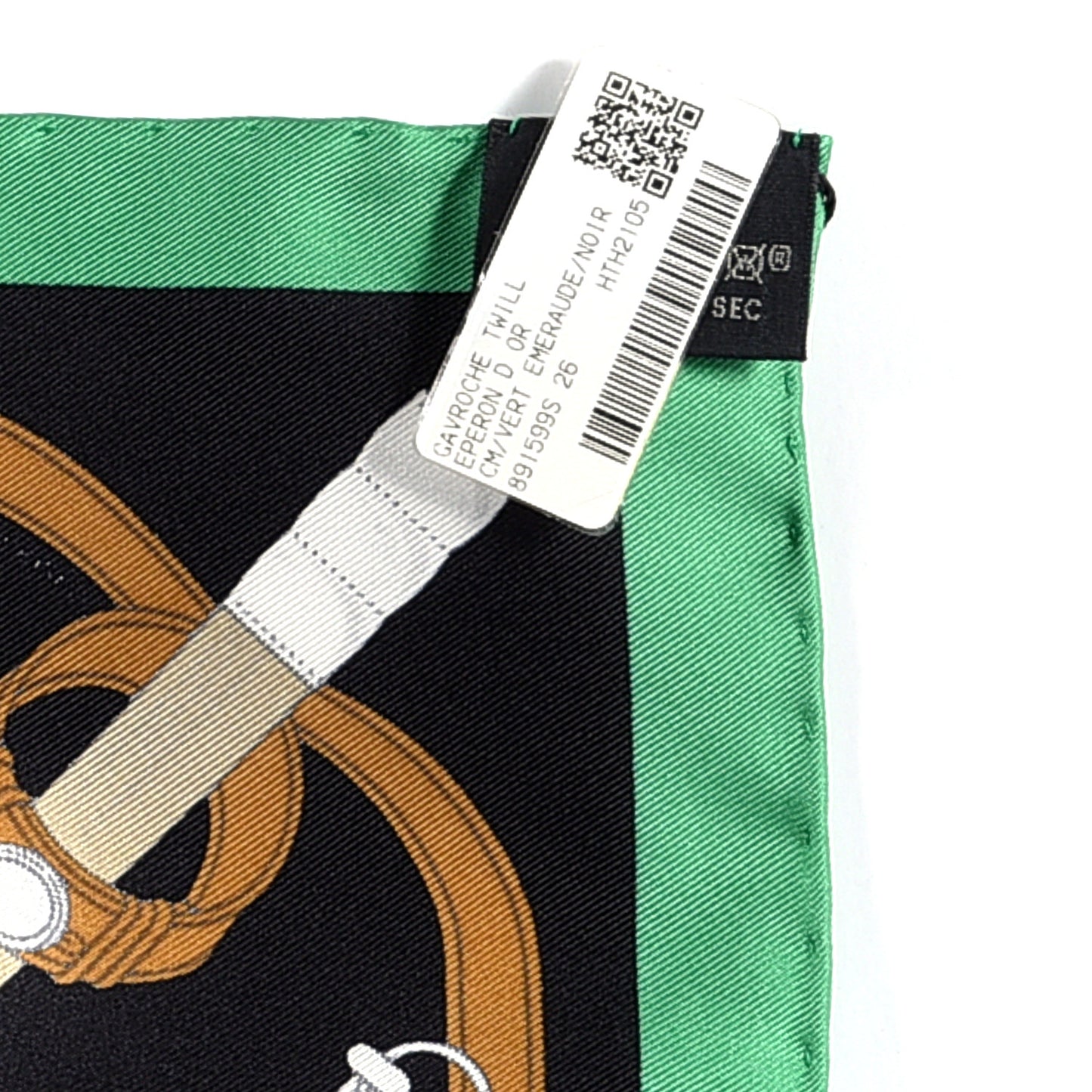 Silk Eperon D'Or Scarf 90 Vert Emeraude Black