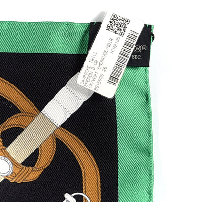 Hermes Silk Eperon D'Or Scarf 90 Vert Emeraude Black 5 of 6