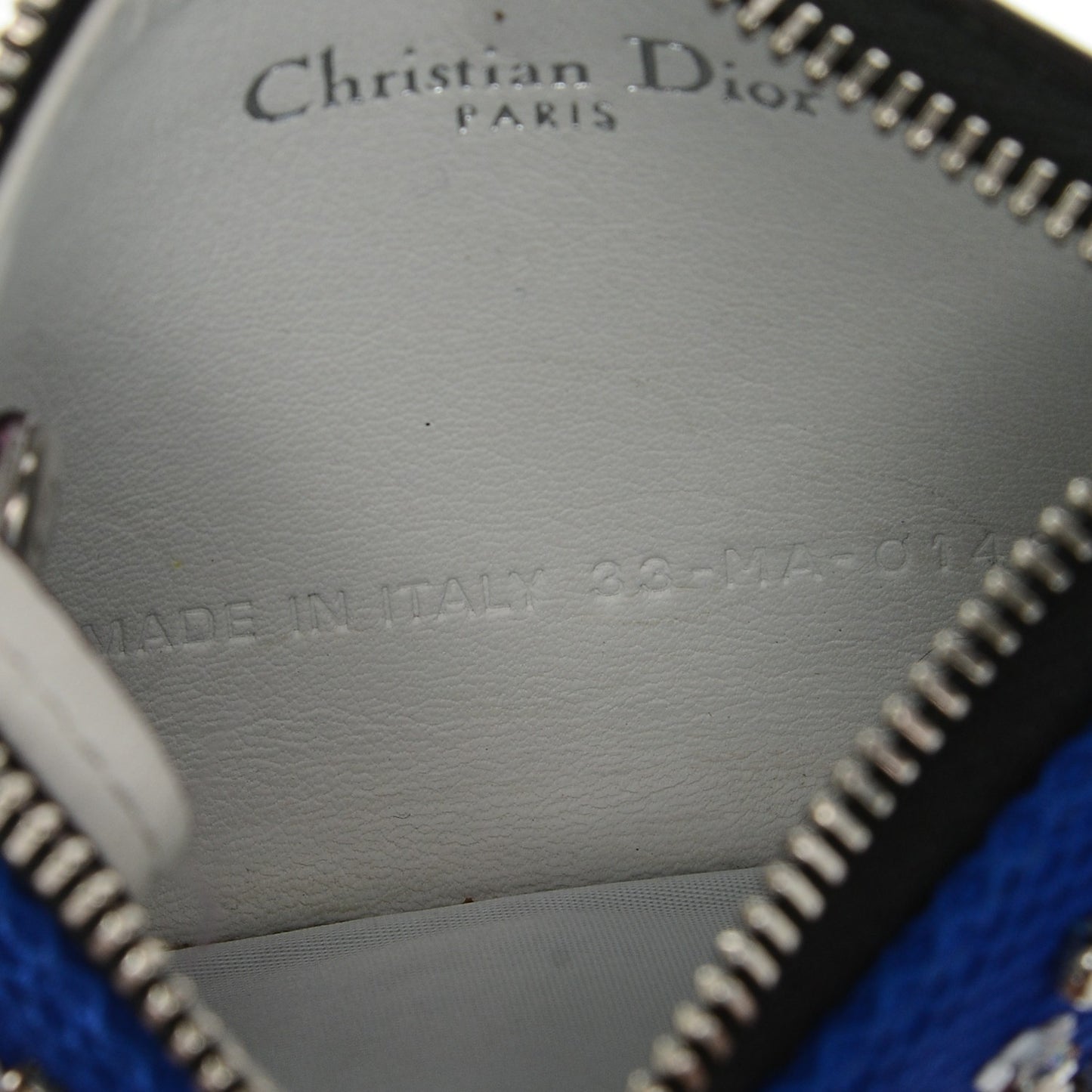 Calfskin Stardust Dior Card Holder Blue