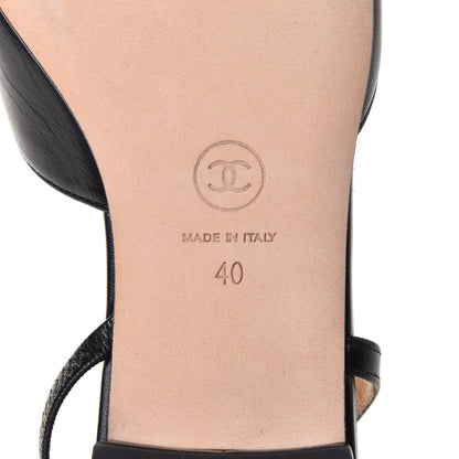 Chanel Goatskin Grosgrain Cap Toe CC Slingback Sandals 40 Black 8 of 10