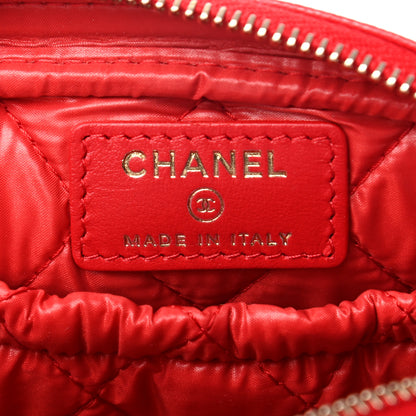 Chanel Caviar Quilted Small Curvy Pouch Cosmetic Case Red 6 of 7
