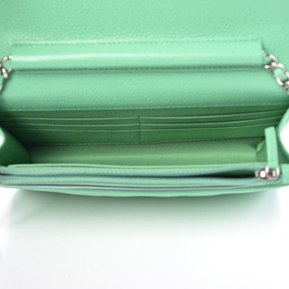 Chanel Caviar Chevron Quilted Wallet On Chain WOC Green 5 of 11