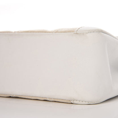 Chanel Lambskin Canvas Quilted Top Handle Flap Bag White 10 of 27