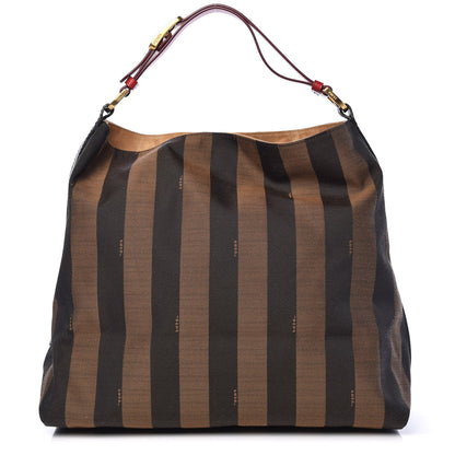 Fendi Pequin Cuoio Vegetale Large Hobo Tobacco Rosso Black 1 of 13