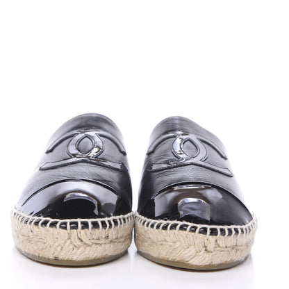 Chanel Iridescent Goatskin Patent CC Espadrille Mules 39 Black 2 of 10