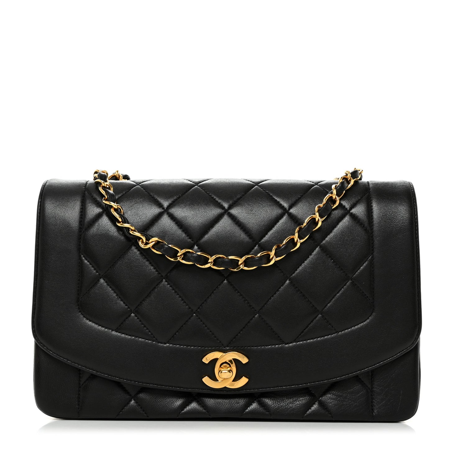 Lambskin Quilted Medium Single Flap Black