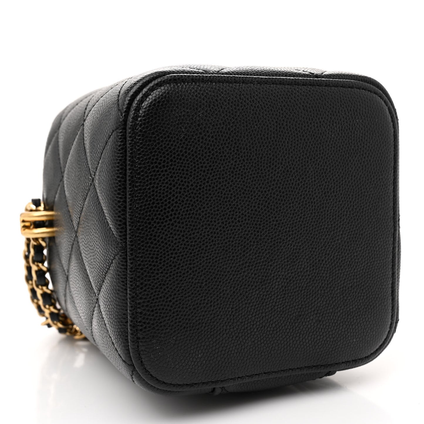 Caviar Quilted Small Vertical Vanity Case With Chain Black