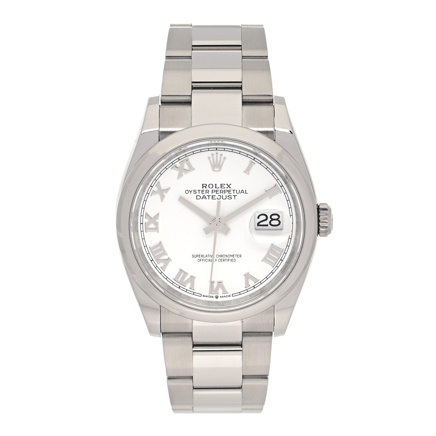 Rolex Stainless Steel 36mm Oyster Perpetual Datejust Watch White Roman 126200 1 of 4