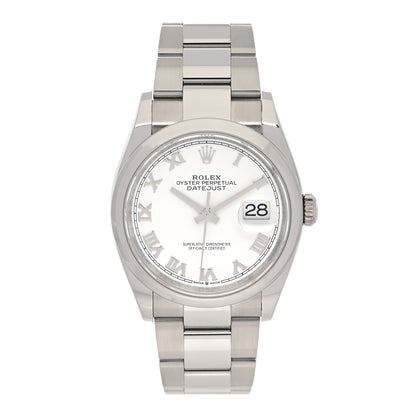 Rolex Stainless Steel 36mm Oyster Perpetual Datejust Watch White Roman 126200 1 of 4
