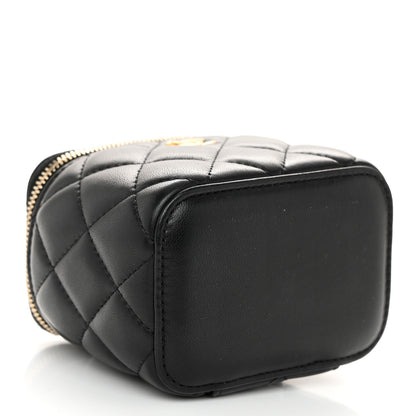 Chanel Lambskin Quilted Mini Pearl Crush Vanity Case With Chain Black 4 of 10