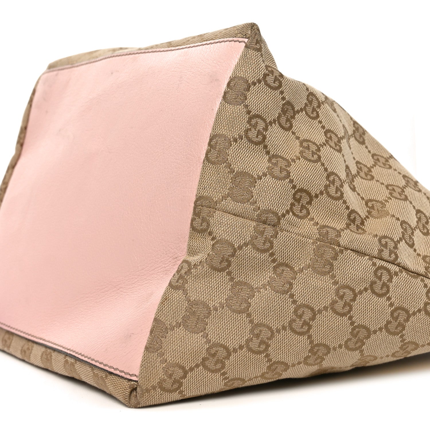 Gucci GG Monogram Medium Web Handle Bucket Tote Pink Blue 10 of 10