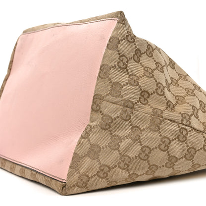 Gucci GG Monogram Medium Web Handle Bucket Tote Pink Blue 10 of 10