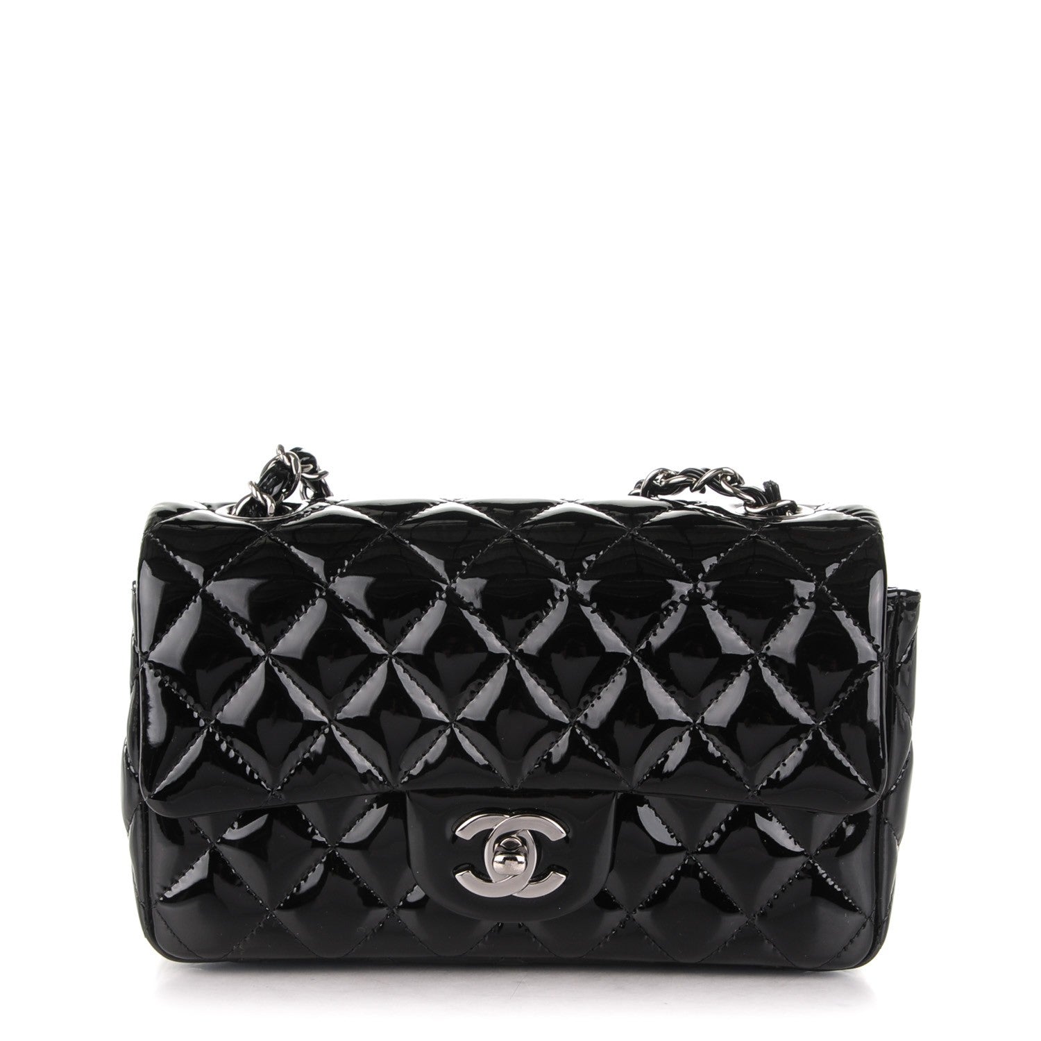 Chanel Patent Calfskin Quilted Mini Rectangular Flap Black 1 of 8