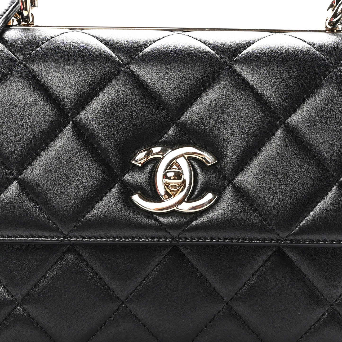 Lambskin Quilted Small Trendy CC Dual Handle Flap Bag Black