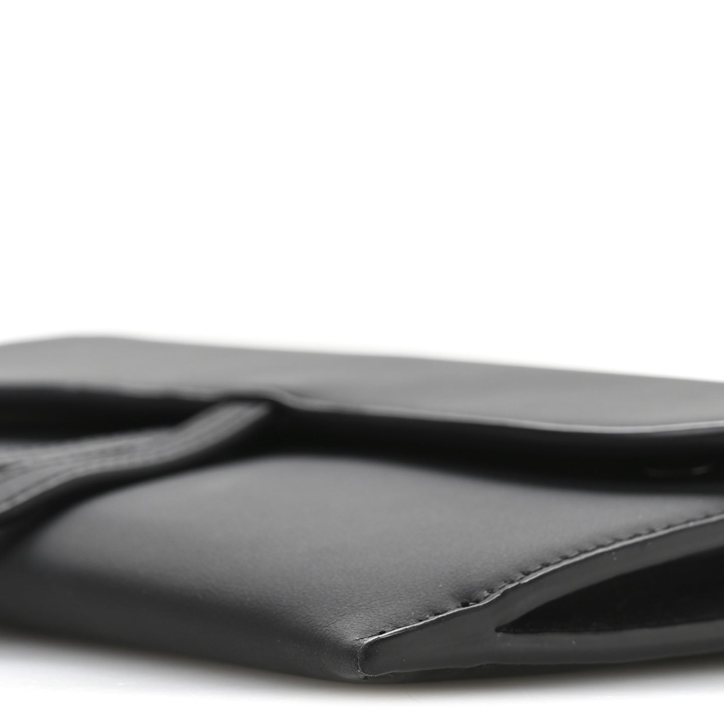 Ultra Matte Calfskin Saddle Chain Wallet Pouch Black
