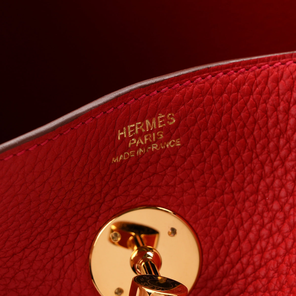 Hermes Taurillon Clemence Lindy 30 Rouge Casaque 6 of 10
