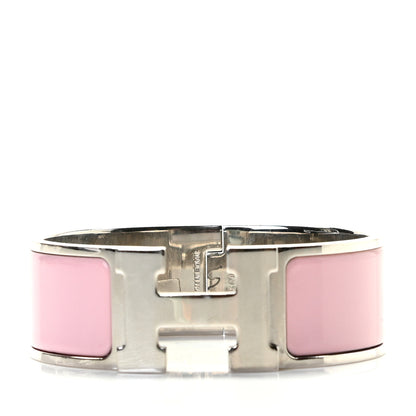 Hermes Enamel Wide Clic Clac H Bracelet PM Rose Dragee 1 of 4