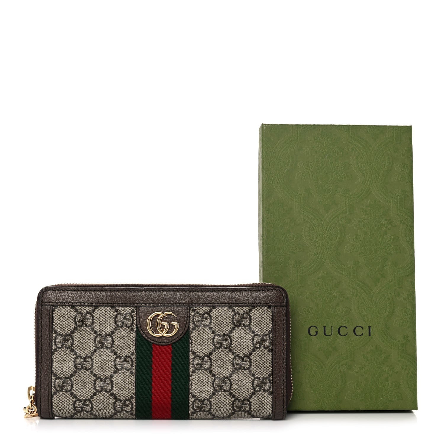 Gucci GG Supreme Monogram Web Ophidia Zip Around Wallet Brown 11 of 11