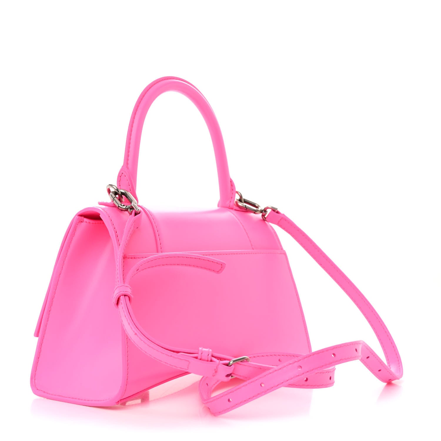 Balenciaga Shiny Box Calfskin Small Hourglass Top Handle Bag Fluo Pink 3 of 14