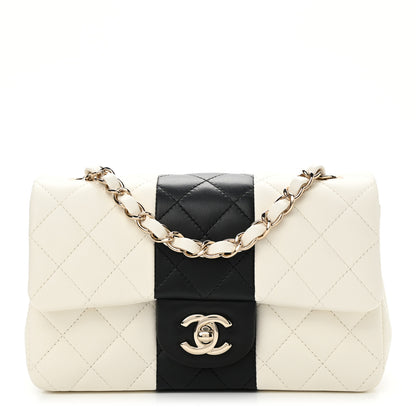Chanel Lambskin Quilted Mini Rectangular Flap White Black 1 of 11