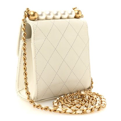 Chanel Goatskin Chic Pearls Clutch On Chain White 3 of 10