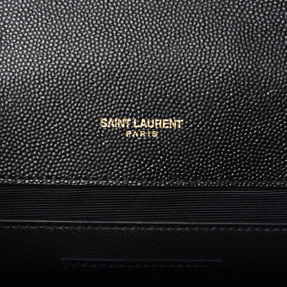Saint Laurent Grain De Poudre Matelasse Chevron Medium Monogram Satchel Black 6 of 9