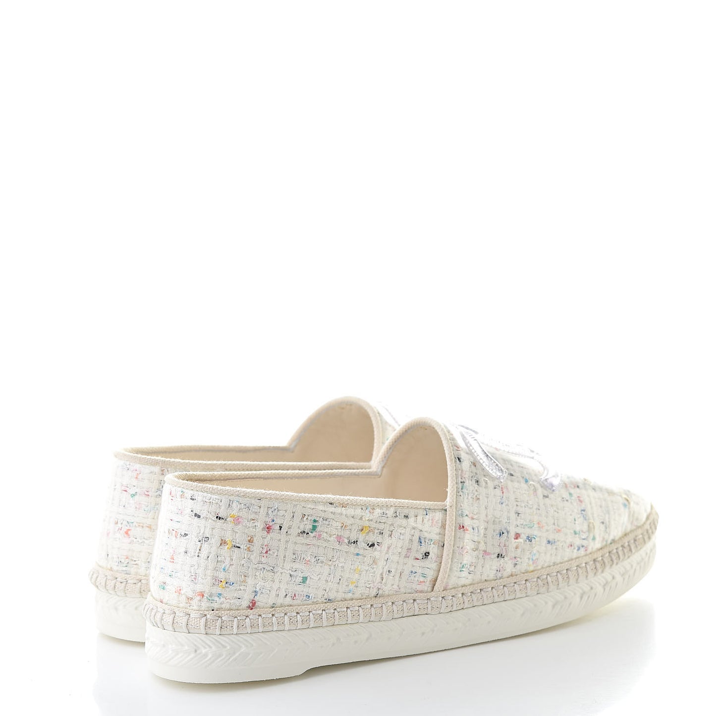 PVC Tweed CC Espadrilles 39 Ecru Blue Transparent