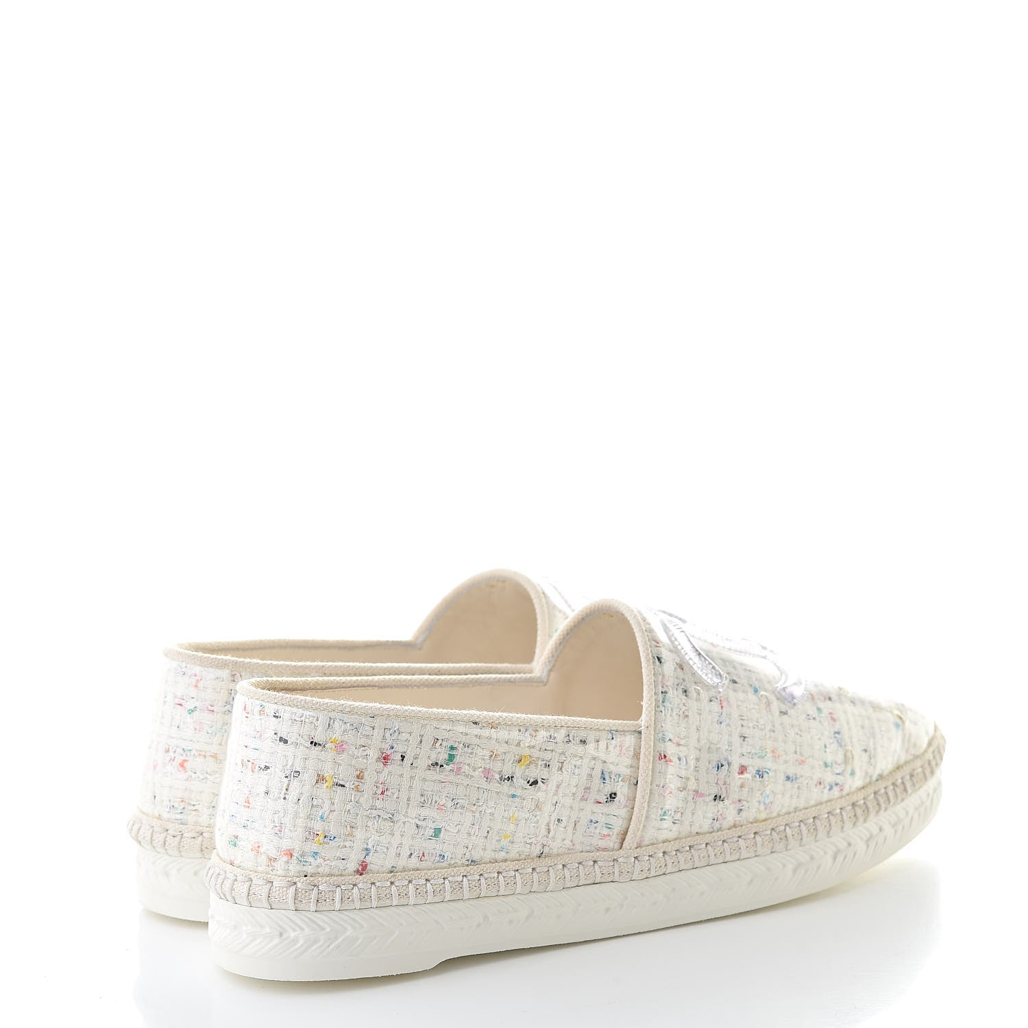 Chanel PVC Tweed CC Espadrilles 39 Ecru Blue Transparent 4 of 9