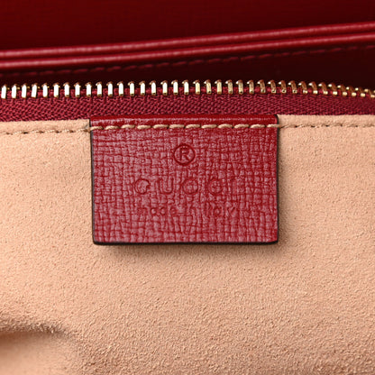 Gucci GG Supreme Monogram Azalea Calfskin Horsebit 1955 Shoulder Bag Beige Ebony New Cherry Red 6 of 9