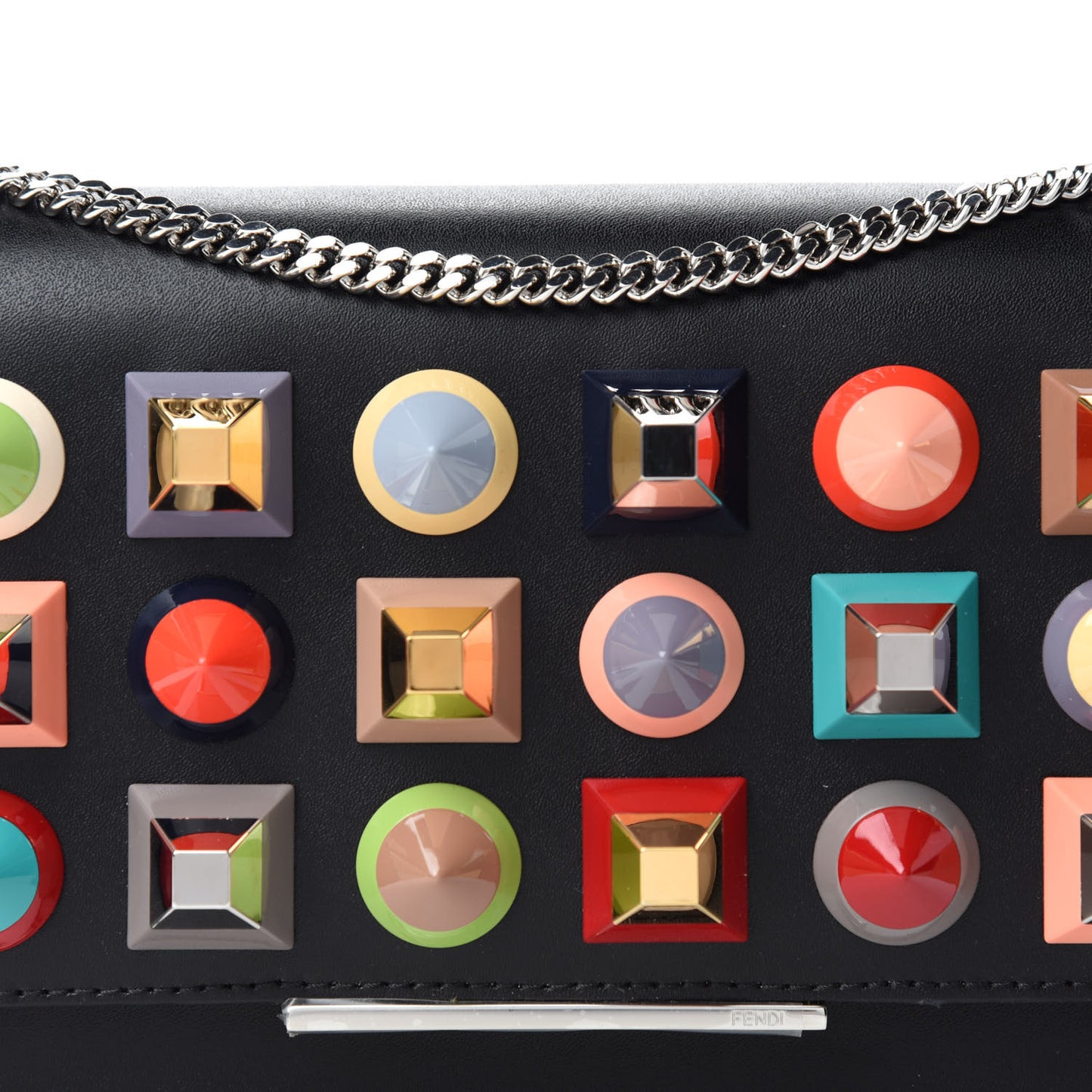 Vitello Liberty Studded Tube Wallet On Chain Black Multicolor