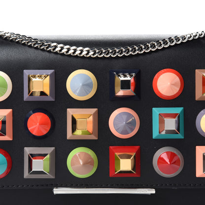 Fendi Vitello Liberty Studded Tube Wallet On Chain Black Multicolor 10 of 11