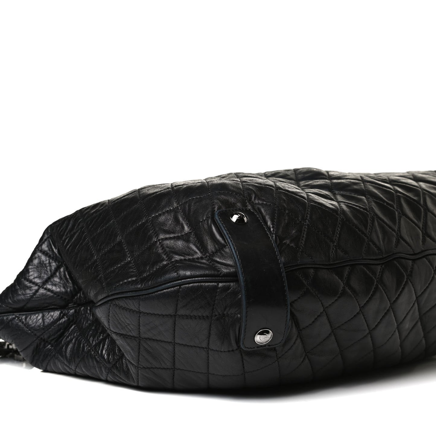 Lambskin Large Chain Mail Hobo Black