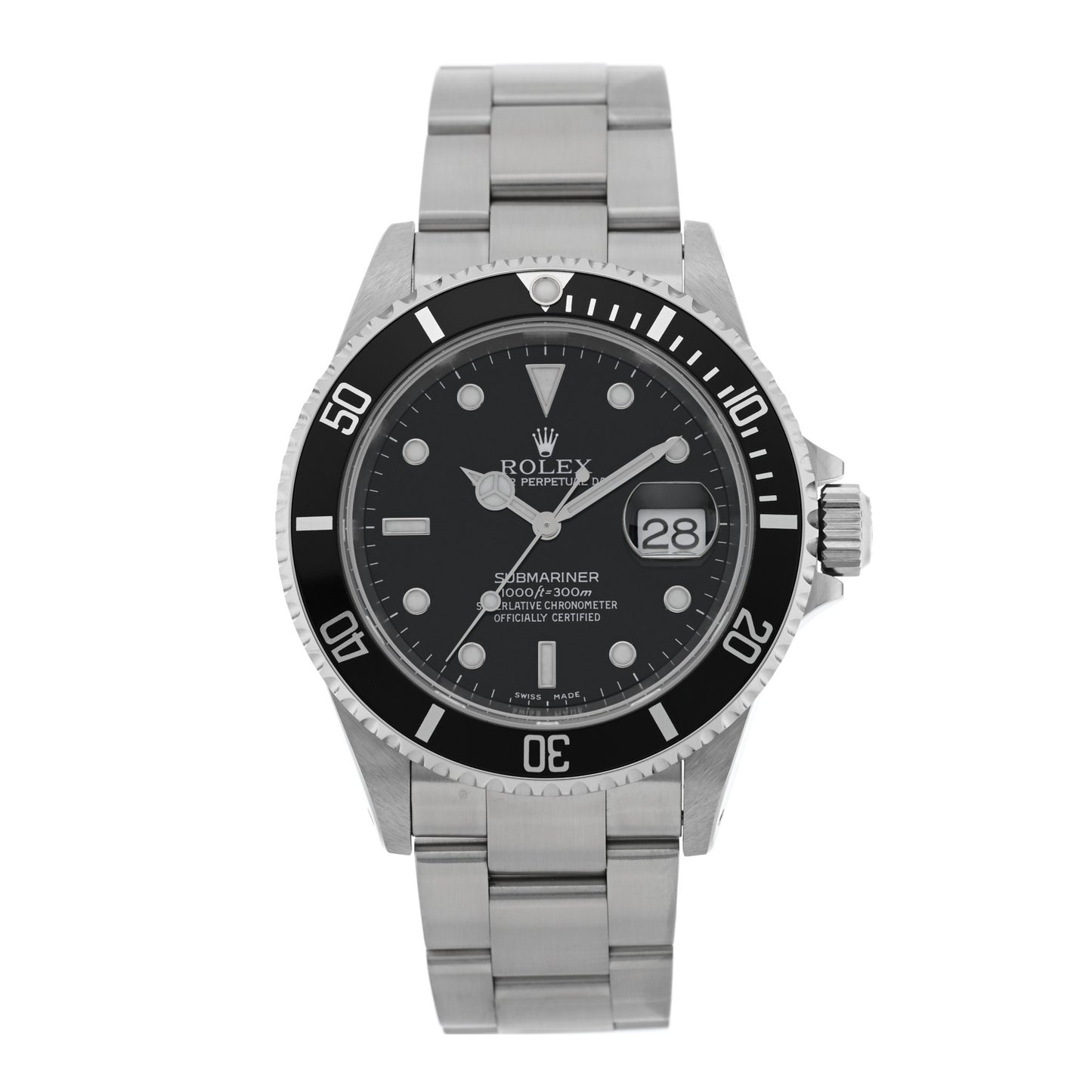 Stainless Steel 40mm Oyster Perpetual Submariner Date Watch Black 16610