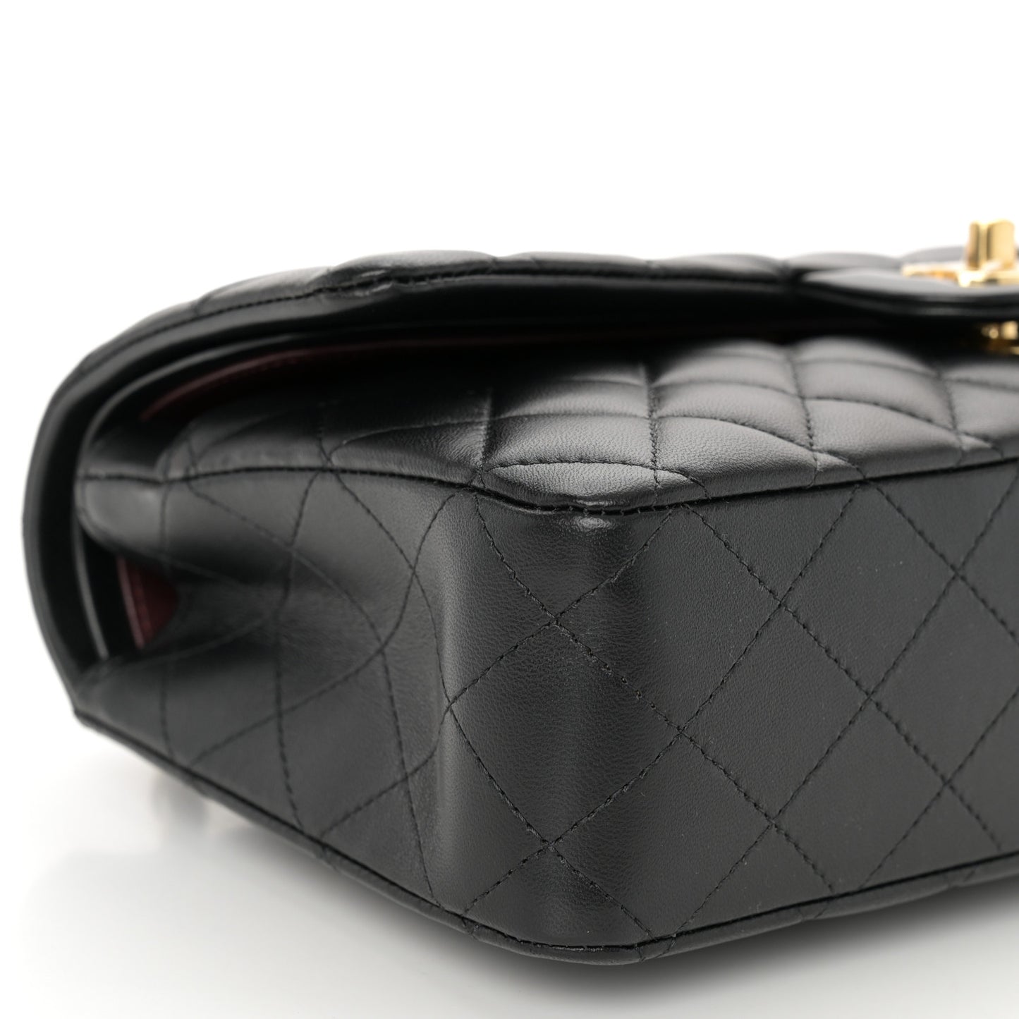 Lambskin Quilted Medium Double Flap Black