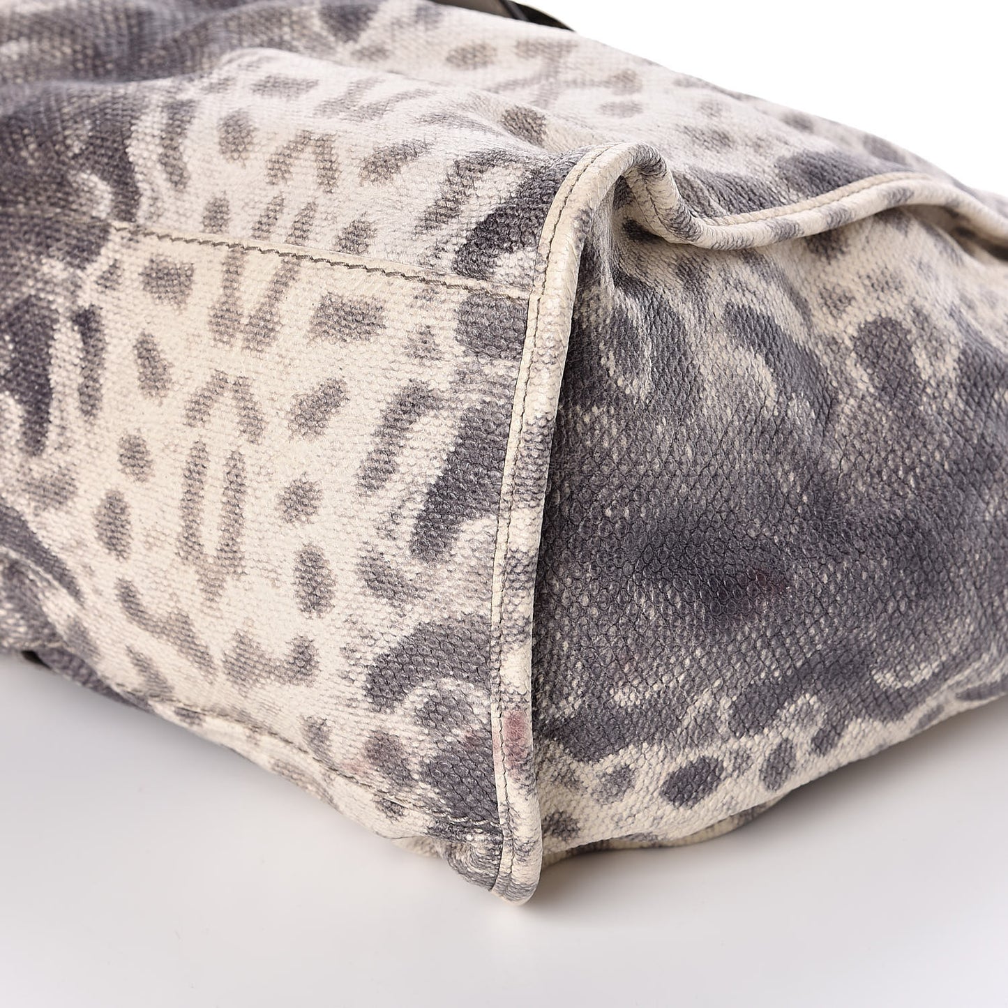 Calfskin Animalier Karung Printed Medium Soft Stirrup Shoulder Bag Gray