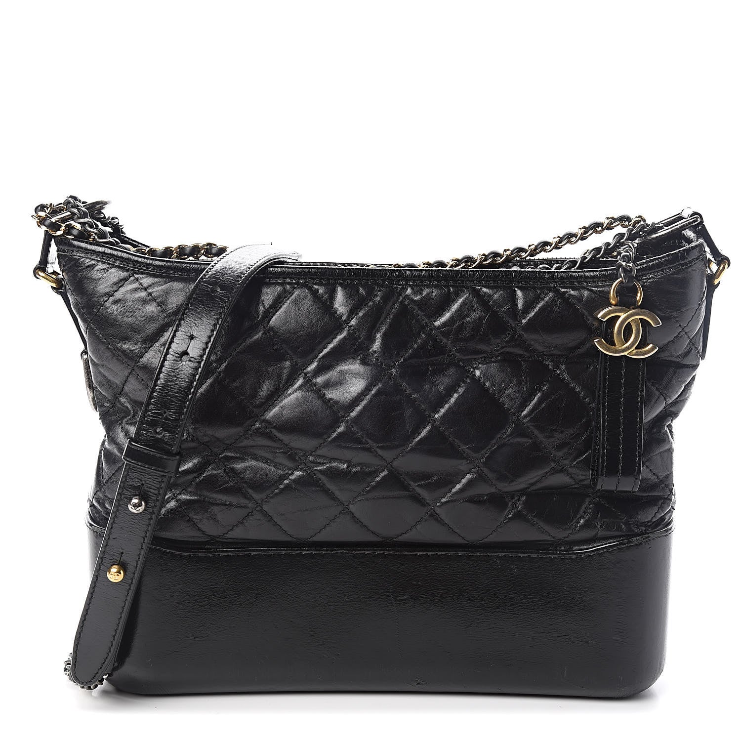 Chanel Aged Calfskin Quilted Medium Gabrielle Hobo Black 1 of 12