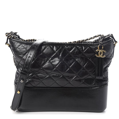 Chanel Aged Calfskin Quilted Medium Gabrielle Hobo Black 1 of 12
