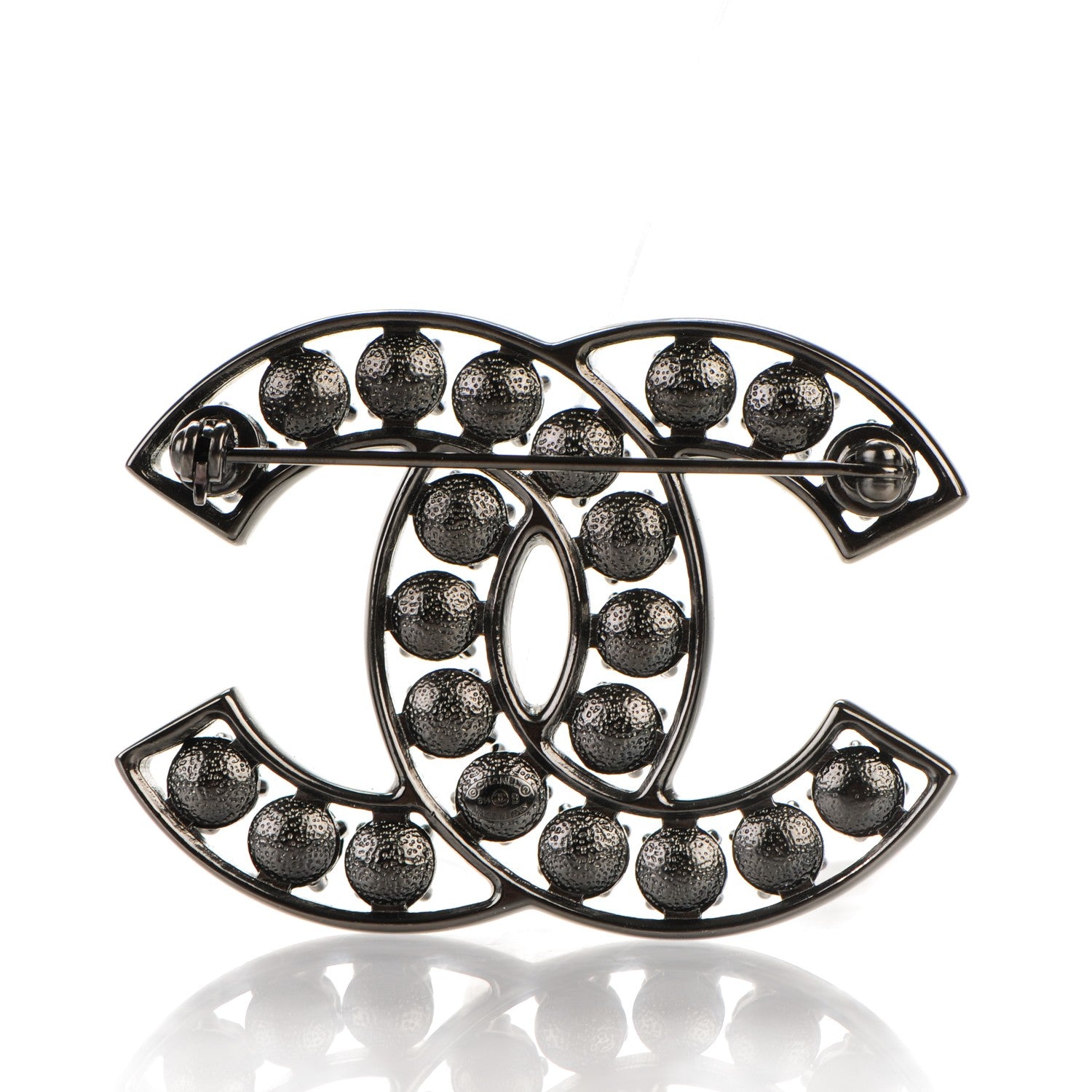Chanel Crystal CC Brooch Black 3 of 5