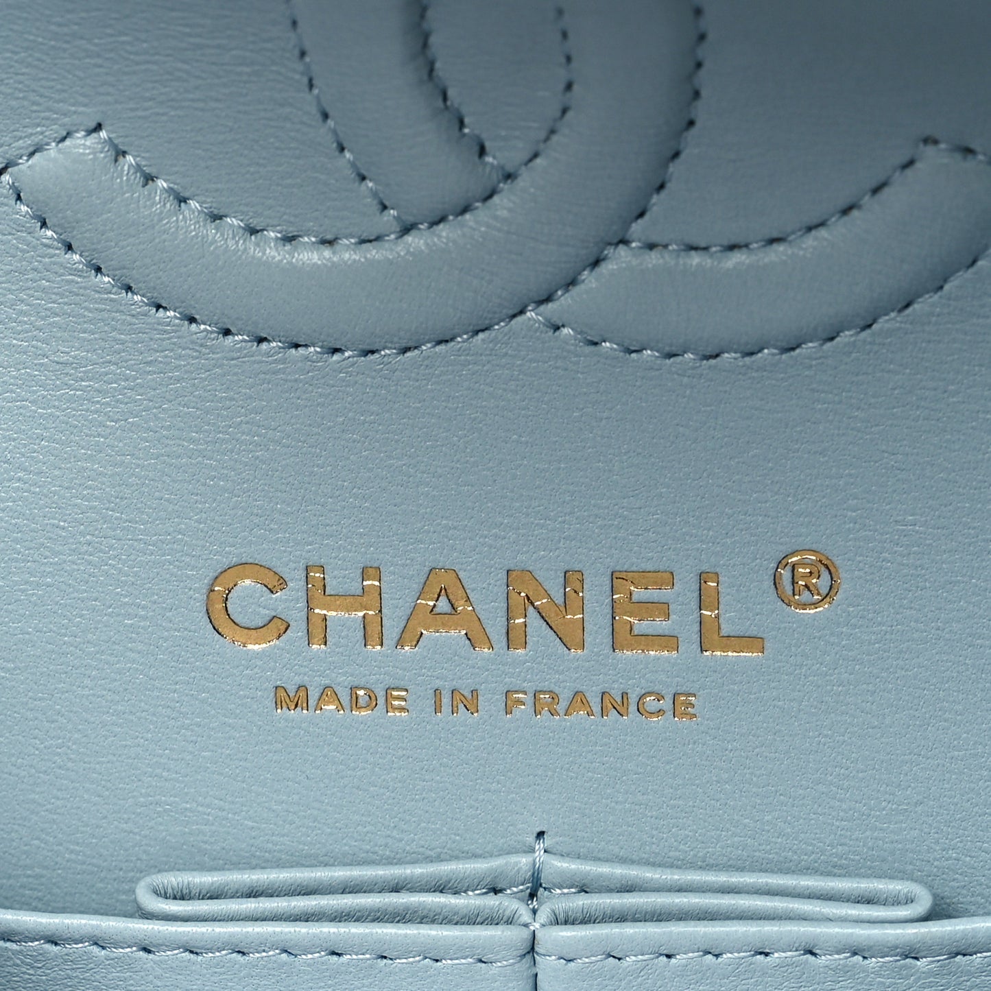 Caviar Quilted Small Double Flap Light Blue