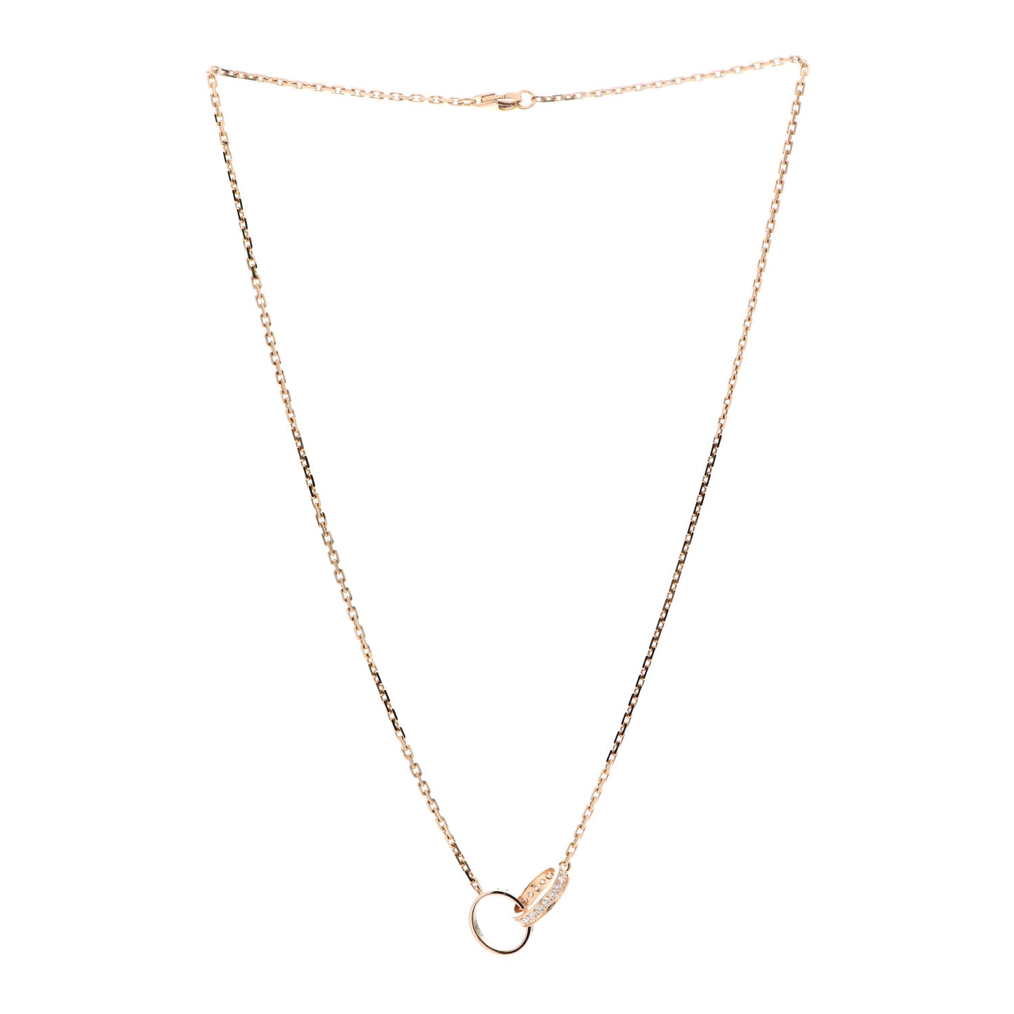 18K Pink Gold Diamond Interlocking LOVE Necklace