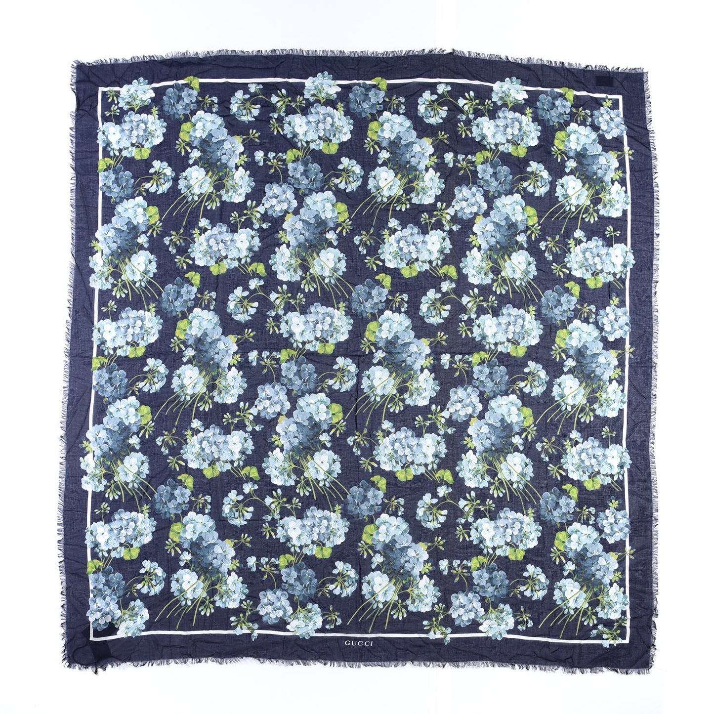 Modal Silk New Bloomy Shawl Midnight Blue Sky Blue