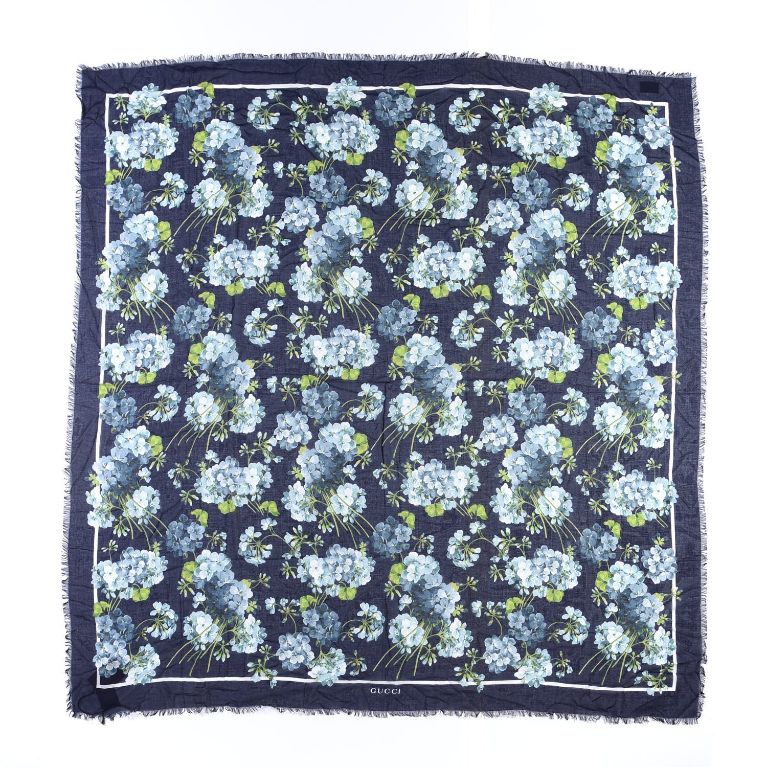Gucci Modal Silk New Bloomy Shawl Midnight Blue Sky Blue 1 of 4